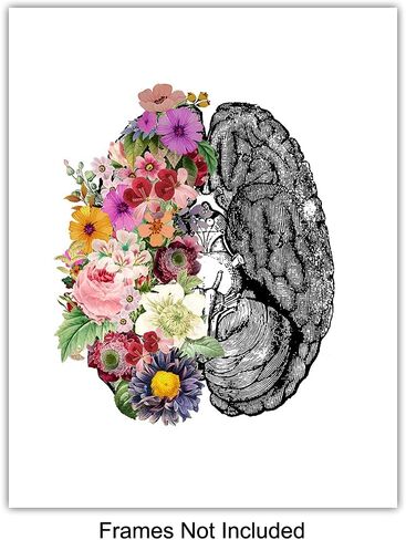 Original Flower Organs Wall Art Print Poster Set - Unique Steampunk Anatomy Home Decor for Dr Office - Gift for Doctor, Physician, Nurse, PA - 8x10 Unframed Photos - Heart, Lungs, Brain, Intestines in Saudi Arabia