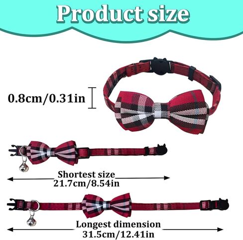 Andiker Cat Collar with Bell, 2PCS Footprint & Reflective Cat Collar with Bell and Breakaway Safety Buckle, 8-13 Inch Adjustable1 Nylon Collar Perfect for Cats in Random Color (Checkered Pattern) in Kuwait