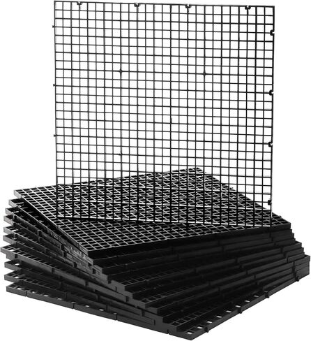 Okllen 12 قطعة حوض السمك مقسم قفص البيض البلاستيكي، عزل شبكة صينية سفلية، صينية مقسم شبكة قفص البيض البلاستيكية لتربية مختلطة الضوء، أسود in Kuwait