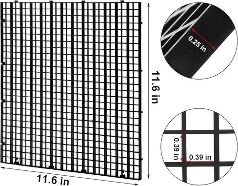 Okllen 12 قطعة حوض السمك مقسم قفص البيض البلاستيكي، عزل شبكة صينية سفلية، صينية مقسم شبكة قفص البيض البلاستيكية لتربية مختلطة الضوء، أسود in Kuwait