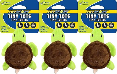 PetSport Tiny Tots Tina Turtle Plush Small Dog Toy with Squeaker, 5 Inch (3 Pack) in Saudi Arabia