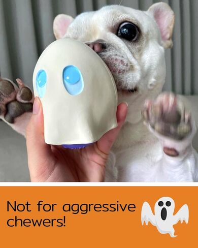 مجموعة بيض الهالوين من لانكو - ألعاب الكلاب المطاطية الناعمة التي تصدر صوت صرير - صغيرة - متوسطة - كلاب كبيرة - بطول 2.5 سم - تتوافق مع نفس معايير السلامة مثل ألعاب الأطفال (الشبح) in Kuwait