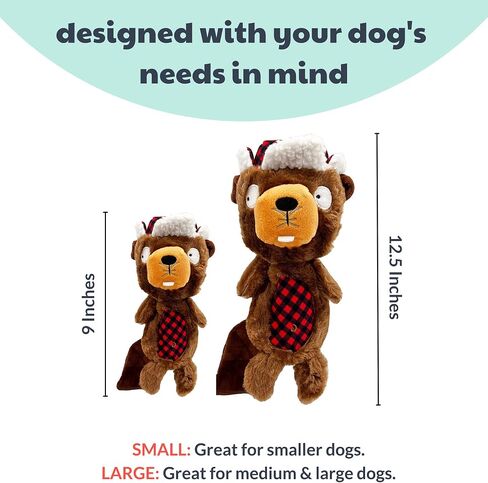 Huxley & Kent Slappies for Dogs | Ralphie Beaver (Small) | Christmas Holiday Dog Toy | Squeak & Shake Dog Toy | No Stuff Tummy with Squeaky TPR Ball in Head | Simulates Hunting Nature for Dogs in Kuwait