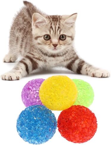 5 Pcs Cat Bell Crystal Ball Sound Pet Game Kitten Plastic Interactive Rattle for Indoor Cats Balls with Bells Teaser, Cat Toys for Bored Indoor Adult Cats,Random, As The Pictures in Saudi Arabia