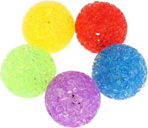 5 Pcs Cat Bell Crystal Ball Sound Pet Game Kitten Plastic Interactive Rattle for Indoor Cats Balls with Bells Teaser, Cat Toys for Bored Indoor Adult Cats,Random, As The Pictures in Saudi Arabia