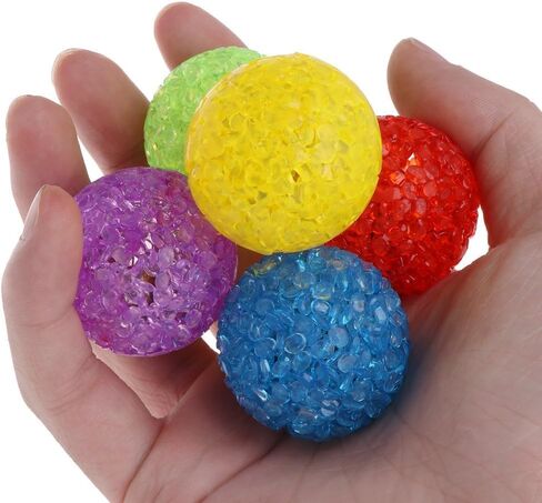 5 Pcs Cat Bell Crystal Ball Sound Pet Game Kitten Plastic Interactive Rattle for Indoor Cats Balls with Bells Teaser, Cat Toys for Bored Indoor Adult Cats,Random, As The Pictures in Saudi Arabia