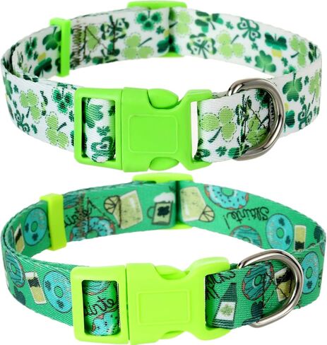 St Patricks Day Dog Collar 2 Pack, Shamrock Dog Collar Green for Medium Dogs in Kuwait