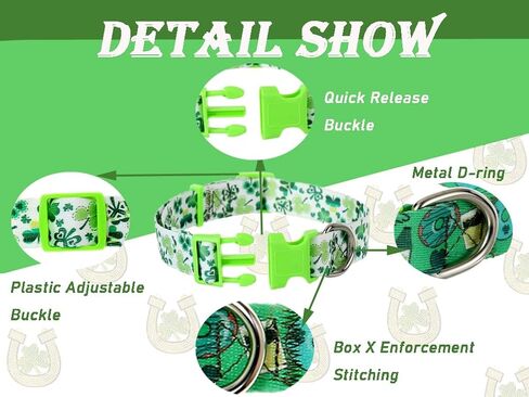 St Patricks Day Dog Collar 2 Pack, Shamrock Dog Collar Green for Medium Dogs in Kuwait