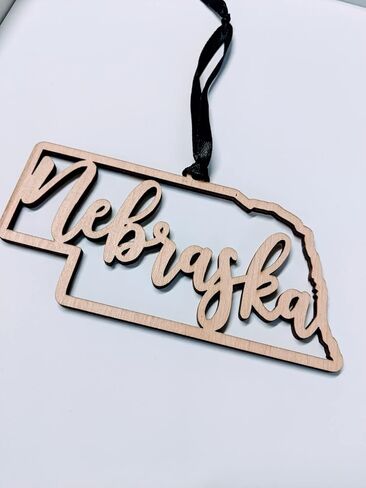 Nebraska Christmas Ornament State Ornament Rustic Ornament Wood Ornament Country Christmas in Kuwait
