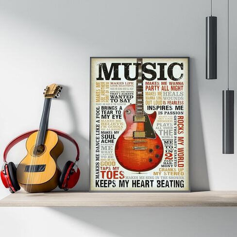 حب الموسيقى - طباعة فنية جدارية اقتباس موسيقى الجيتار، هذه الطباعة الجاهزة للإطار المطبعي المضحك للموسيقى الجدارية الفنية مناسبة للمنزل، والحانة، والاستوديو، وديكور غرفة الكهف للرجال، غير مؤطرة - 8 × 10 بوصة in Kuwait