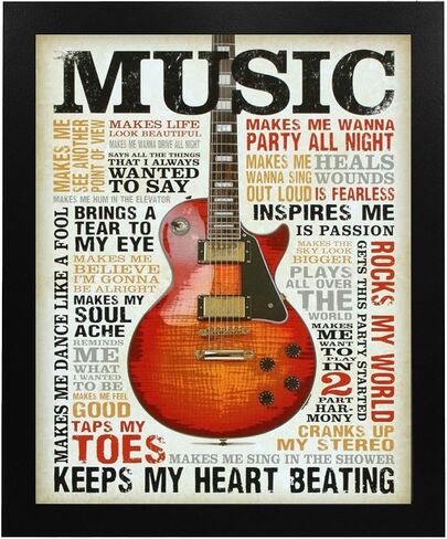 حب الموسيقى - طباعة فنية جدارية اقتباس موسيقى الجيتار، هذه الطباعة الجاهزة للإطار المطبعي المضحك للموسيقى الجدارية الفنية مناسبة للمنزل، والحانة، والاستوديو، وديكور غرفة الكهف للرجال، غير مؤطرة - 8 × 10 بوصة in Kuwait
