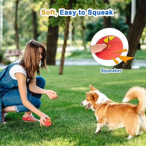 Dog Squeaky Toys Latex Squeak Balls Rubber Soft Chewing Fun Smile Toys Interactive Fetch Play Dog Balls for Puppy Small Pet Dogs (3 PCS)… in Saudi Arabia