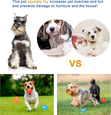 Dog Squeaky Toys Latex Squeak Balls Rubber Soft Chewing Fun Smile Toys Interactive Fetch Play Dog Balls for Puppy Small Pet Dogs (3 PCS)… in Saudi Arabia