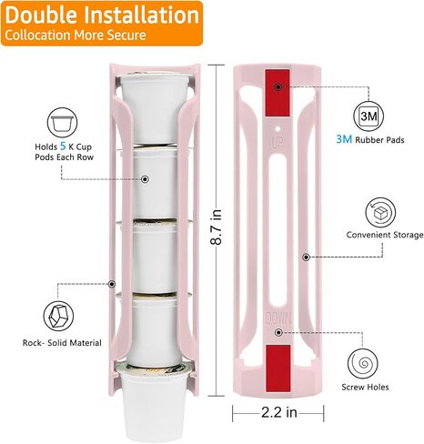 K Cup Holder for Keurig: Coffee Pod Holder for K-cups - Side Mount K Cup Storage for Small Space - 2 Rows for 10 Kcups Black in Saudi Arabia