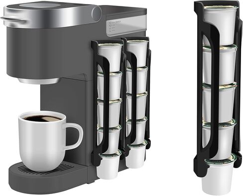 K Cup Holder for Keurig: Coffee Pod Holder for K-cups - Side Mount K Cup Storage for Small Space - 2 Rows for 10 Kcups Black in Saudi Arabia