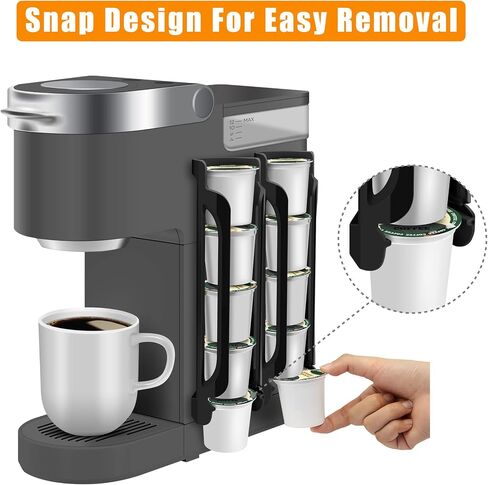 K Cup Holder for Keurig: Coffee Pod Holder for K-cups - Side Mount K Cup Storage for Small Space - 2 Rows for 10 Kcups Black in Saudi Arabia