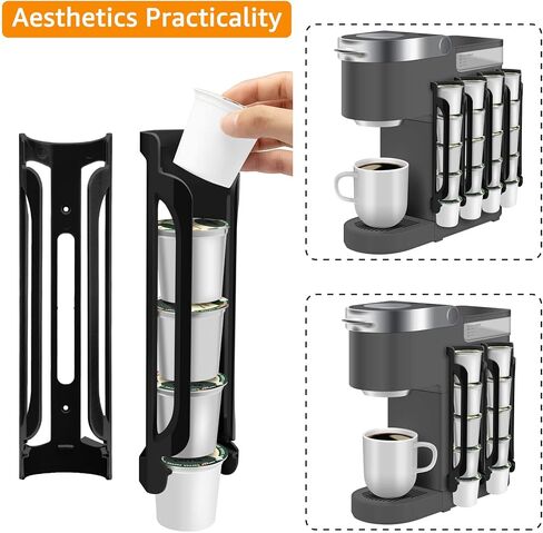 K Cup Holder for Keurig: Coffee Pod Holder for K-cups - Side Mount K Cup Storage for Small Space - 2 Rows for 10 Kcups Black in Saudi Arabia