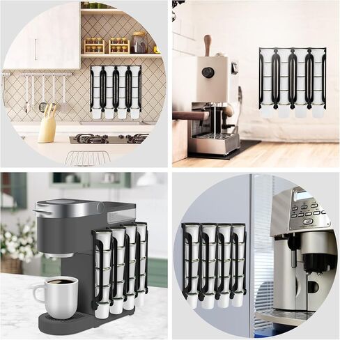 K Cup Holder for Keurig: Coffee Pod Holder for K-cups - Side Mount K Cup Storage for Small Space - 2 Rows for 10 Kcups Black in Saudi Arabia