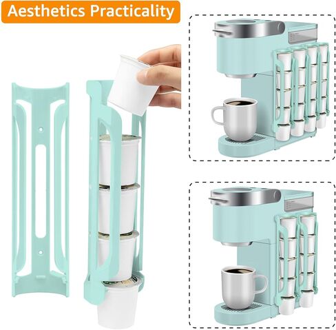 K Cup Holder for Keurig: Coffee Pod Holder for K-cups - Side Mount K Cup Storage for Small Space - 2 Rows for 10 Kcups Black in Saudi Arabia