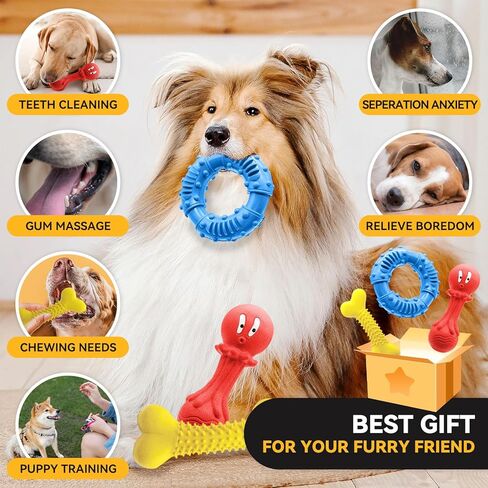 3 Pack Dog Chew Toys for Aggressive Chewers, Natural Rubber Dog Toys for Large Medium Dogs, Indestructible Dog Toys, Tough Chew Toys for Teeth Cleaning and Gum Massage in Saudi Arabia