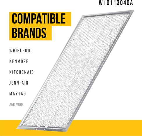 فلتر الشحوم W10113040A - متوافق مع ميكروويف Whirlpool Kenmore KitchenAid - يستبدل AP4299859 1388896 8184001 8184001A 8184003 AH1957060 EA1957060 PS1957060 W10113040 فائق التحمل in Kuwait