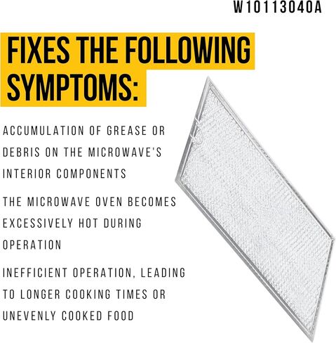 فلتر الشحوم W10113040A - متوافق مع ميكروويف Whirlpool Kenmore KitchenAid - يستبدل AP4299859 1388896 8184001 8184001A 8184003 AH1957060 EA1957060 PS1957060 W10113040 فائق التحمل in Kuwait