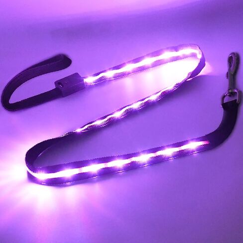 LED Light Up Dog Collars USB Rechargeable - IPX7 Waterproof led Dog Collar - 1,000 Feet of Visibility Brightest for Pet Night Walking,in 9 Colors Adjustable & 3 Sizes (Leash-XL) (Leash) in Saudi Arabia