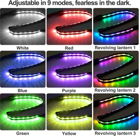 LED Light Up Dog Collars USB Rechargeable - IPX7 Waterproof led Dog Collar - 1,000 Feet of Visibility Brightest for Pet Night Walking,in 9 Colors Adjustable & 3 Sizes (Leash-XL) (Leash) in Saudi Arabia
