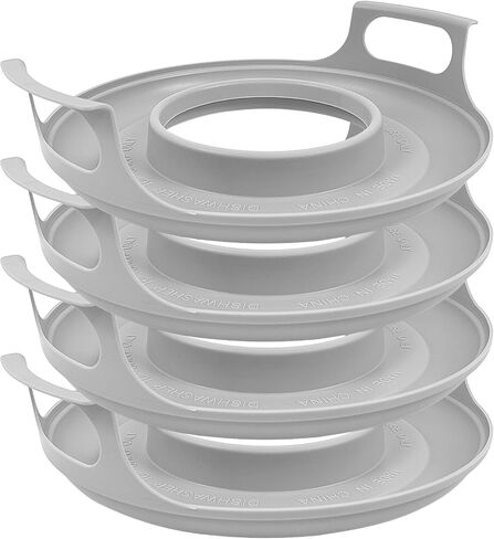 4 Pack Microwave Cool Caddy with Handles - Microwave Cool Plate and Spillover Caddy，Microwave Bowl Holder Microwave Tray Plate Stacker for Carrying Bowls Plates Meals Microwave Accessories in Saudi Arabia