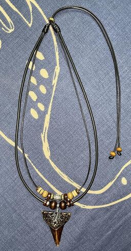 Shark Tooth Necklace for Men Boys Double Layer Necklace - Wood Beaded with Adjustable (Brown) in Saudi Arabia