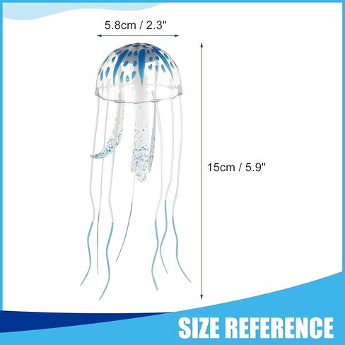 Fish Tank Jellyfish Decoration, Silicone Fluorescent Jellyfish Glow Ornaments for Aquarium, 2.3x5.9inch(Blue) in Saudi Arabia