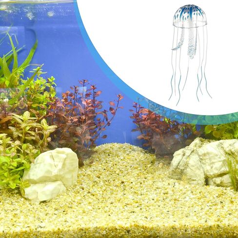 Fish Tank Jellyfish Decoration, Silicone Fluorescent Jellyfish Glow Ornaments for Aquarium, 2.3x5.9inch(Blue) in Saudi Arabia