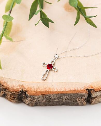 Bottled Up Designs Handmade Recycled Antique Bottles Sterling Silver At The Cross Necklace (Red Beer Bottle) in Kuwait