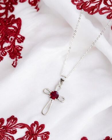 Bottled Up Designs Handmade Recycled Antique Bottles Sterling Silver At The Cross Necklace (Red Beer Bottle) in Kuwait