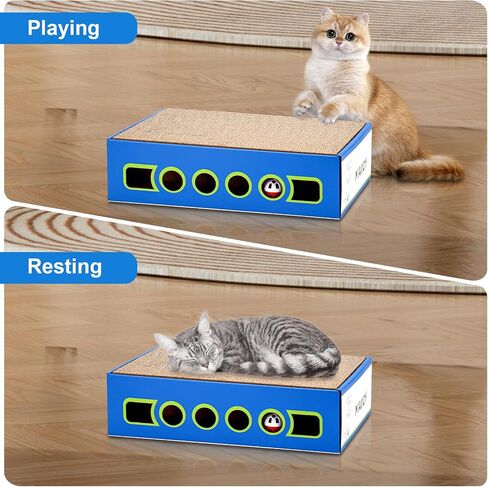 Large cat Scratcher Cardboard,Available Both Sides,Cardboard cat Scratcher for Indoor Cats,wear Resistant,cat scratchers Box and cat Bell, cat Scratching pad Catnip Included(Free Flea Comb) in Saudi Arabia