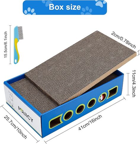 Large cat Scratcher Cardboard,Available Both Sides,Cardboard cat Scratcher for Indoor Cats,wear Resistant,cat scratchers Box and cat Bell, cat Scratching pad Catnip Included(Free Flea Comb) in Saudi Arabia
