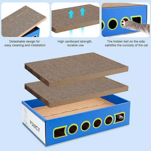 Large cat Scratcher Cardboard,Available Both Sides,Cardboard cat Scratcher for Indoor Cats,wear Resistant,cat scratchers Box and cat Bell, cat Scratching pad Catnip Included(Free Flea Comb) in Saudi Arabia