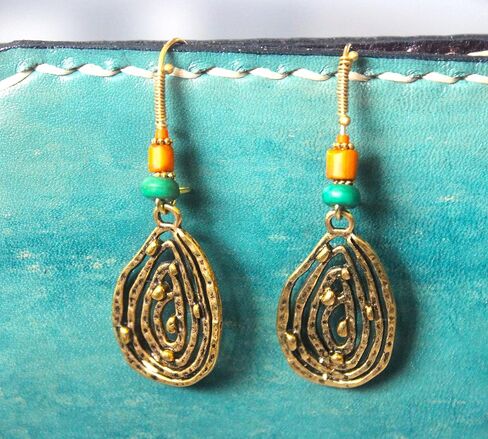 Boho long earrings for women Ethnic gold earrings for ladies Tribal dangle earrings Tibetan earrings Gypsy earrings Bohemian jewelry in Saudi Arabia
