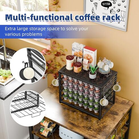 حامل كبسولات القهوة ذو 5 طبقات من Simple Trending لأكواب K-Cups سعة 160 حامل سعة مع رف الأكواب، منظم سعة القرون، كبسولة مع أدراج منزلقة، أسود in Kuwait