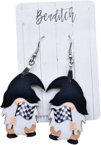 Race Day Gnome Earrings - Race Flag Earrings in Saudi Arabia