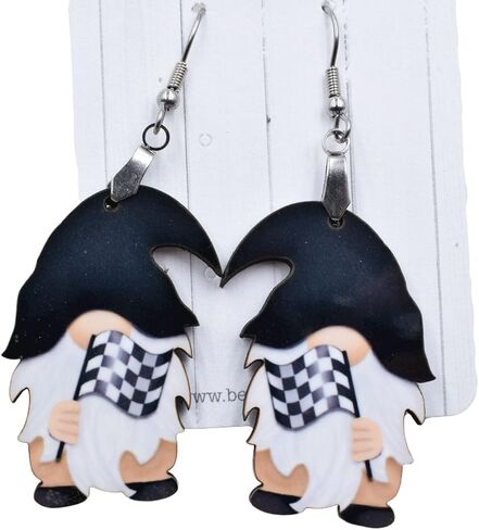 Race Day Gnome Earrings - Race Flag Earrings in Saudi Arabia