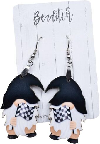 Race Day Gnome Earrings - Race Flag Earrings in Saudi Arabia