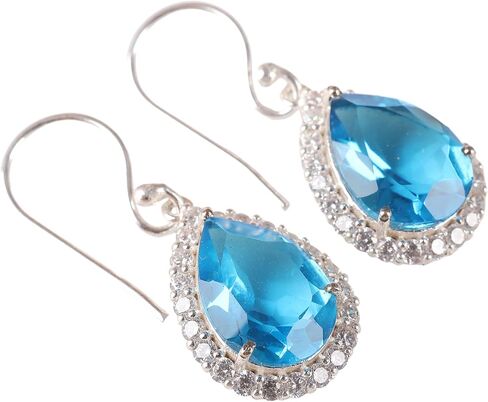 925 Sterling Silver CZ Drop & Dangle Earrings Elegant Teardrop Design for Weddings and Special Occasions (Green Onyx) in Saudi Arabia