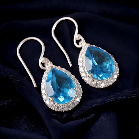 925 Sterling Silver CZ Drop & Dangle Earrings Elegant Teardrop Design for Weddings and Special Occasions (Green Onyx) in Saudi Arabia