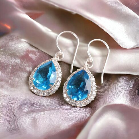 925 Sterling Silver CZ Drop & Dangle Earrings Elegant Teardrop Design for Weddings and Special Occasions (Green Onyx) in Saudi Arabia