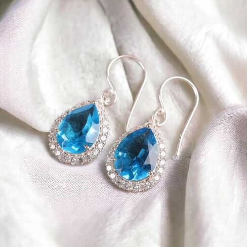 925 Sterling Silver CZ Drop & Dangle Earrings Elegant Teardrop Design for Weddings and Special Occasions (Green Onyx) in Saudi Arabia