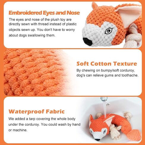 Dog Plush Toys, Petners Dog Squeaky Toy Stuffed Dog Toys for Medium Dogs Puppy Teething Chew Toys with Crinkle Paper/Rope Knots/Squeaker in Saudi Arabia