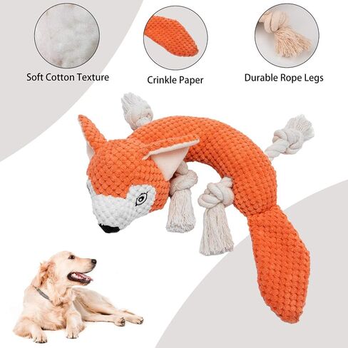 Dog Plush Toys, Petners Dog Squeaky Toy Stuffed Dog Toys for Medium Dogs Puppy Teething Chew Toys with Crinkle Paper/Rope Knots/Squeaker in Saudi Arabia