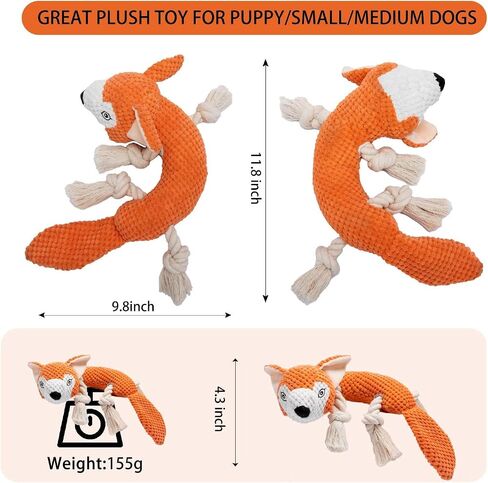 Dog Plush Toys, Petners Dog Squeaky Toy Stuffed Dog Toys for Medium Dogs Puppy Teething Chew Toys with Crinkle Paper/Rope Knots/Squeaker in Saudi Arabia