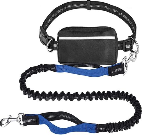 Hands Free Dog Leash with Waterproof Zipper Pouch for Running Walking Jogging Training Hiking Retractable Bungee Dog Running Waist Leash for Small Medium and Large Dogs Reflective Stitches in Saudi Arabia